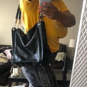 Michael Kors Collection (special edition) Skorpios black leather shoulder tote